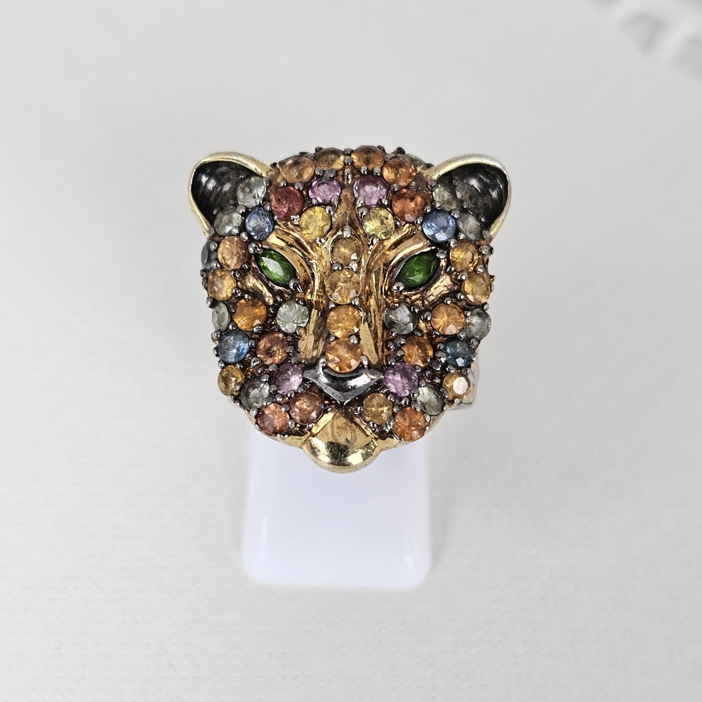 Gems En Vogue Natural Multi Sapphire Ring Palladium Sterling Silver 24k Size 7! - Picture 4 of 6